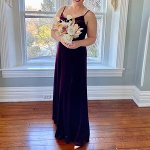 Burgundy velvet bridesmaid dress